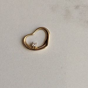 Vintage 14K Yellow Gold Heart With Diamond Charm